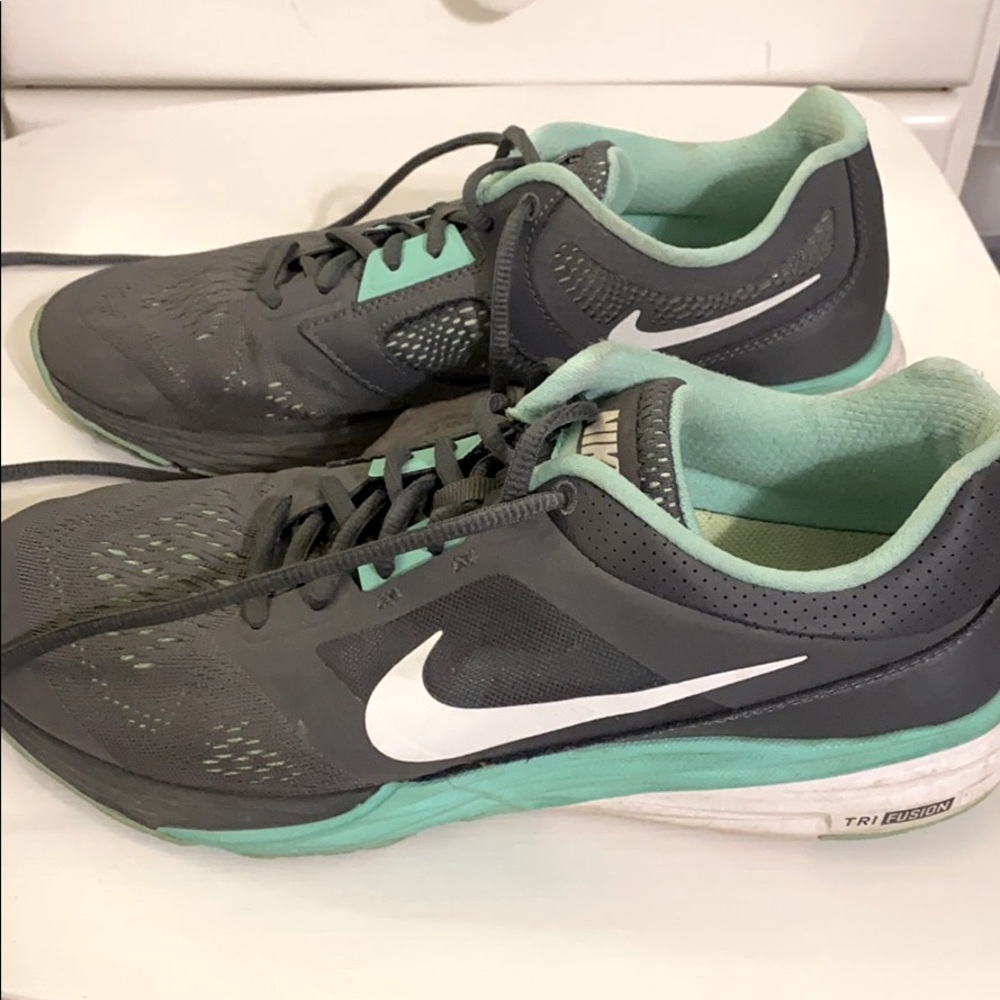 Nike Grey and Teal Tri Fusion Sneakers